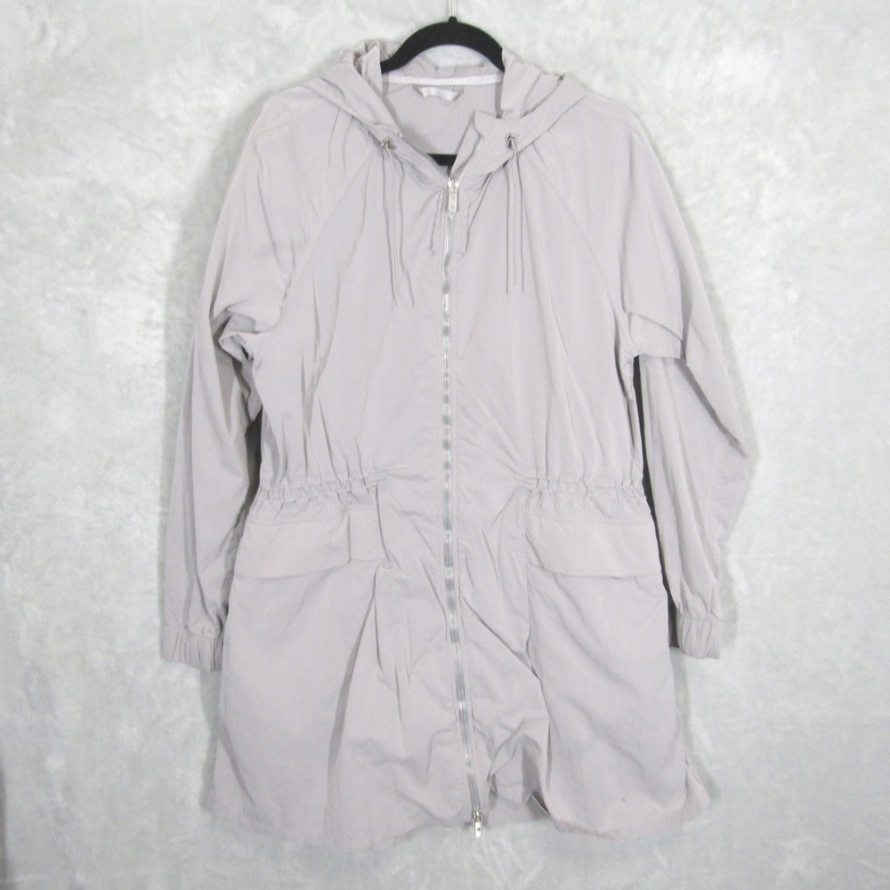 Lululemon Pack & Glyde Jacket Size 10 Grey Hooded Full Zip Long Rain Parka